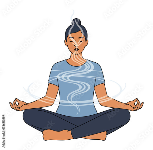 Mindfulness Breathing Exercise Flat Vector Illustration - Minimalist Icon for Calmness and Wellness