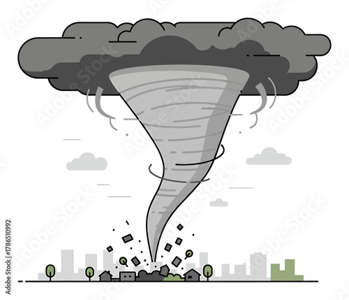 Tornado Storm Disaster Flat Vector Illustration - Clean Minimalist Icon