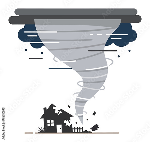 Tornado Storm Disaster Flat Vector Illustration - Clean Minimalist Icon