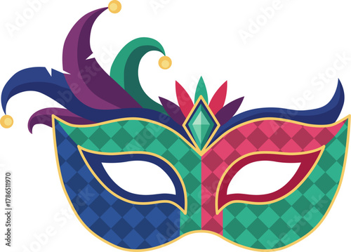 Carnival mask with an emerald. Isolated vector illustration.Carnival mask with an emerald. Isolated vector illustration.