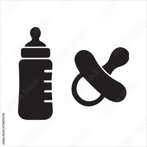 baby pacifier vector icon silhouette