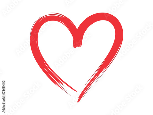 A red hand-drawn heart shape on a white background symbolizing love