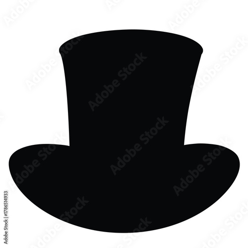 Black Silhouette Top Hat Classic Formal Headwear Accessory Fashionable Element