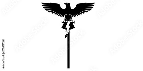 Roman Legionary Eagle Standard Aquila Silhouette Flat Vector