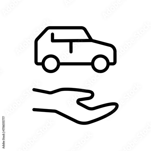 Car sharing line icon. Rental vehicle. Urban transportation, mobility. Vacation car outline symbol. Isolated illustration.
