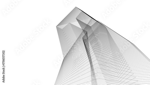architecture geometric background, abstract lines 3d
