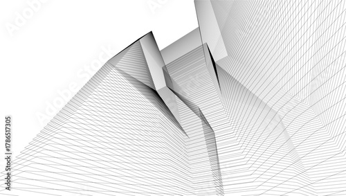 architecture geometric background, abstract lines 3d