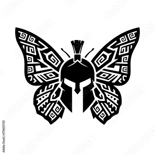 Spartan Warrior Helmet with Butterfly Wings Logo
