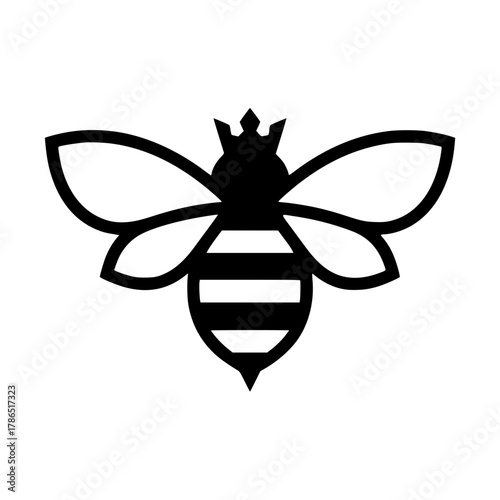 Minimalist Honey Bee Logo with Crown on Head
