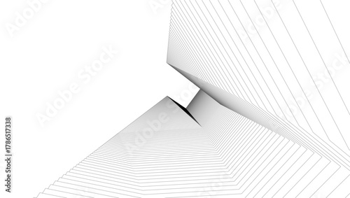 architecture geometric background, abstract lines 3d