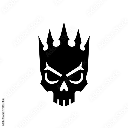 Dark King Crowned Skull Vector Illustration