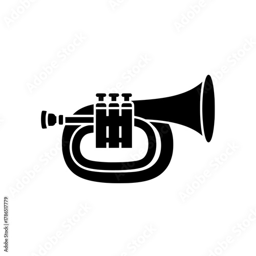 Flugelhorn / Cornet Music Icon Black Silhouette Vector