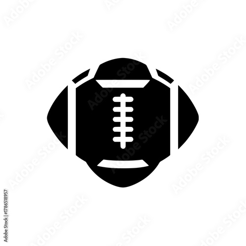 American Football or Rugby Ball, Solid Black Silhouette Vector