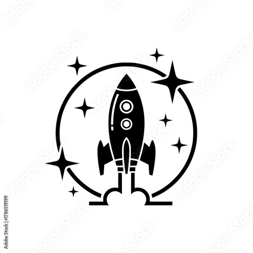 Space Rocket Launch  with Stars