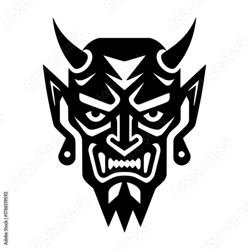 Black Silhouette Horned Devil Face