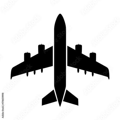 Top View Silhouette of Large Commercial Airplane Vector