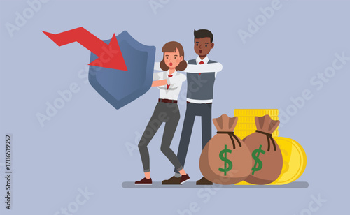 Business Crisis Management concept flat character vector illustration design.