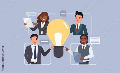 Business Innovation and Creative Thinking concept flat character vector illustration design.