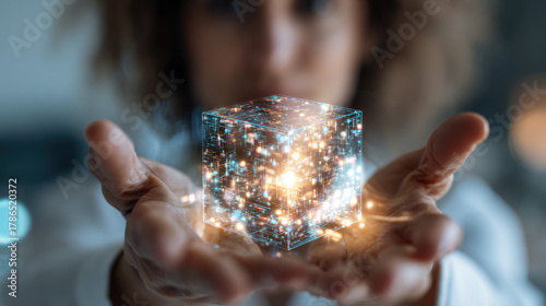 Creative woman holding glow...