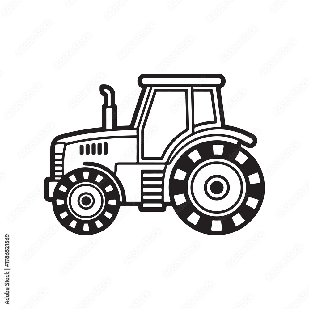 Obraz premium Farm Tractor Outline Vector Illustration