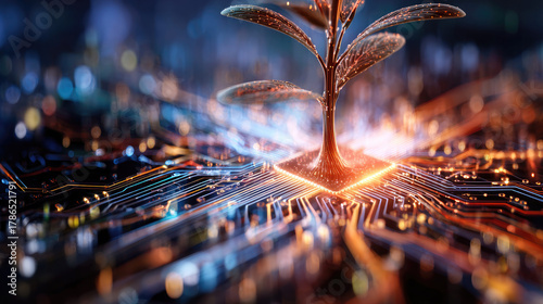 Glowing plant with electron...