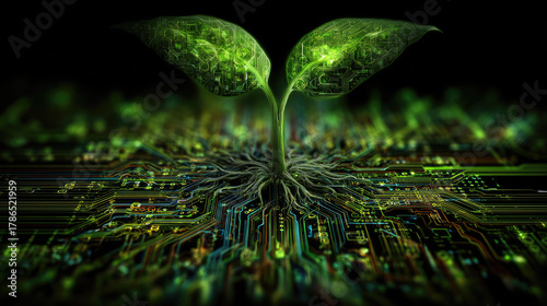 Glowing plant with electron...