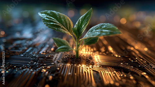Glowing plant with electron...