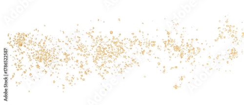 crystallized brown sugar flying, isolated on white, clipping path, macro