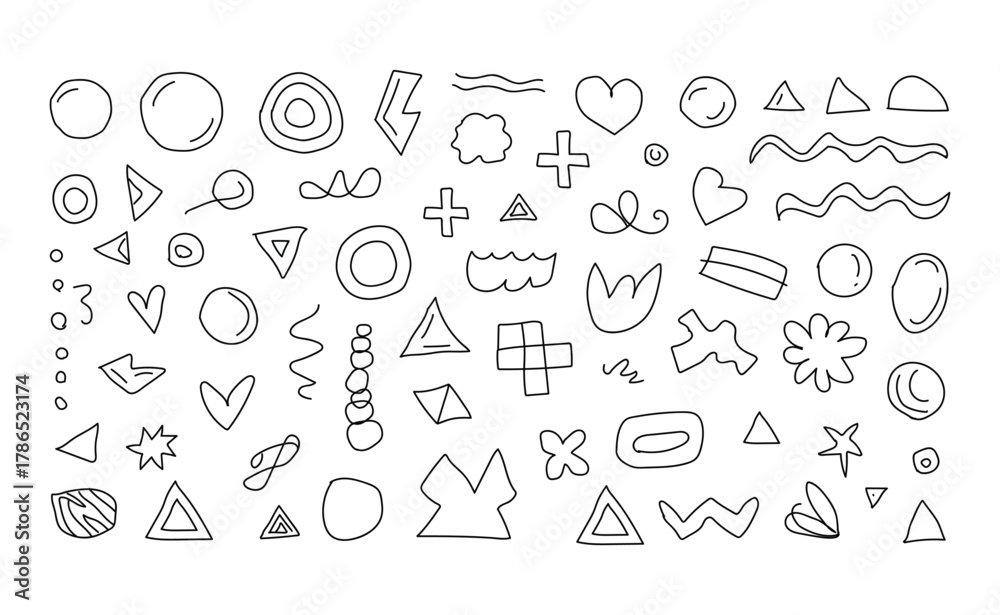 Naklejka premium Hand drawn abstract doodle shapes and icons collection