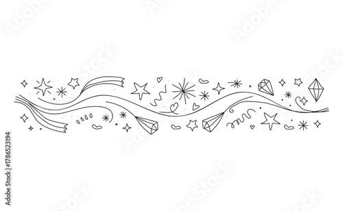 Hand drawn decorative doodle border design with intricate details