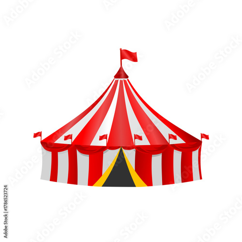 Red and white circus tent  - vector illustration