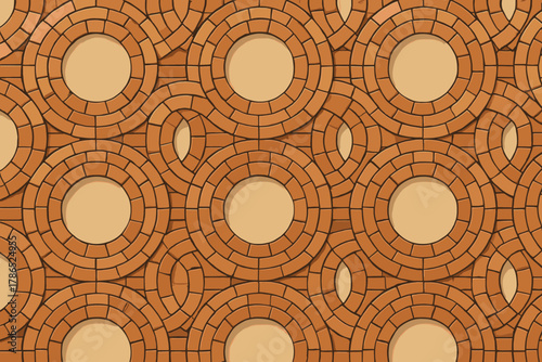 Precision vector decorative geometric rhythmic brickloop vintage soft repeating design rings illustration