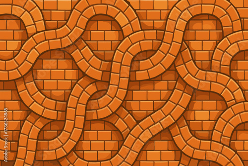 Into curving vector illustration tiling bricks brick seamless loops rectangular linked