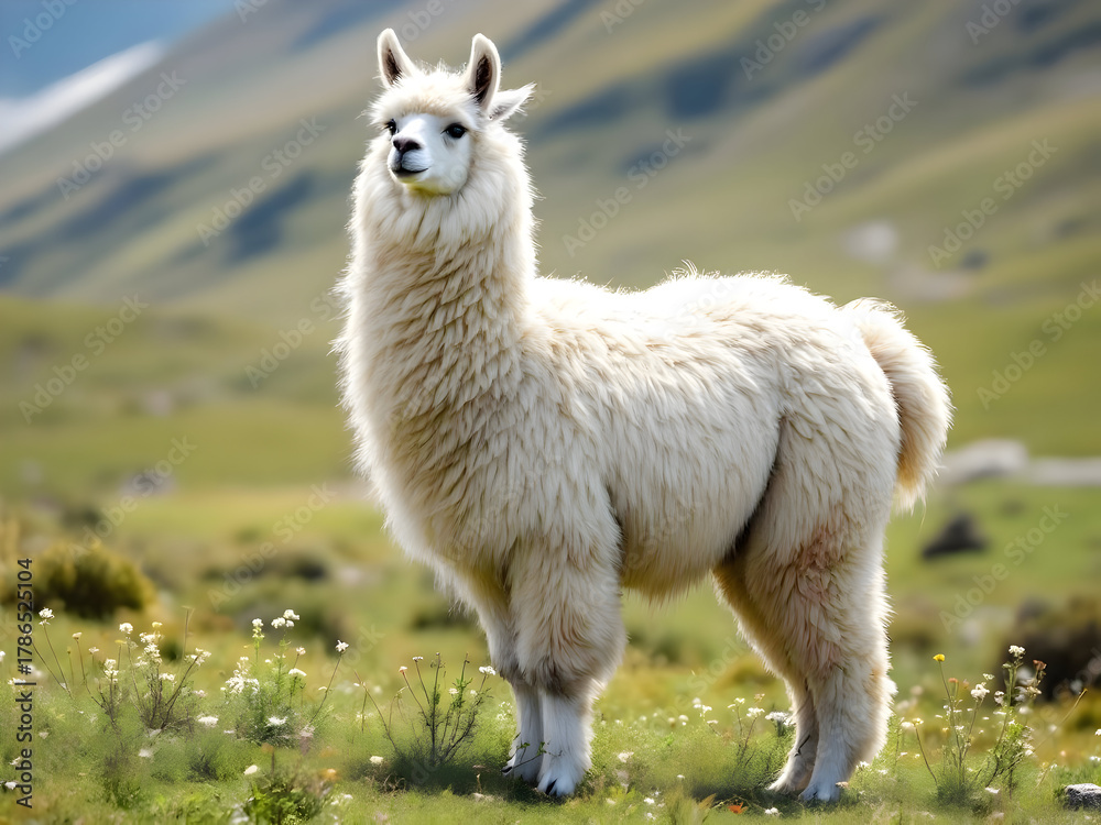 Obraz premium llama in the grass