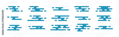 set of abstract geometric Chinese clouds, vector Traditional asian Japan liquid line cloud shape pattern collection, element icons, new year design cards, poster, banner, pattern, advertisement