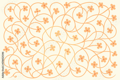Pattern illustration blossoms connecting rhythmic intricate small vector floral web