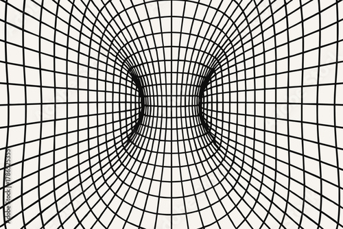 Illustration grids abstract geometric illusion optical vector perspective curved into stretching