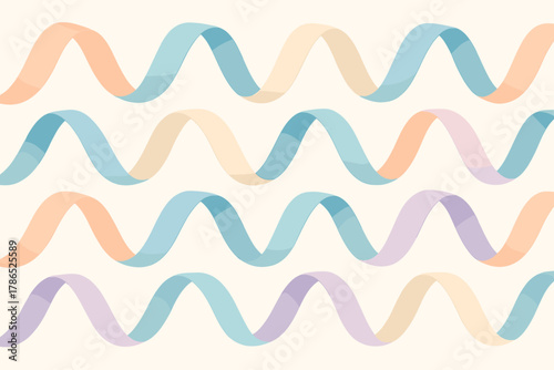 Pastel vector into symmetrical bending illustration repetition continuous loops formations ribbon