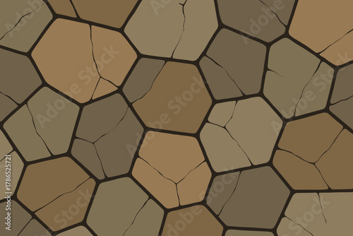 Subtle shaded illustration irregular pattern joints vector cracks path interlocking stone