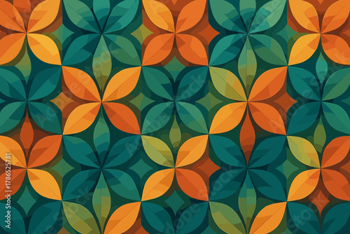 Mosaic illustration shapes tiles petal geometric where transitions form vector floral