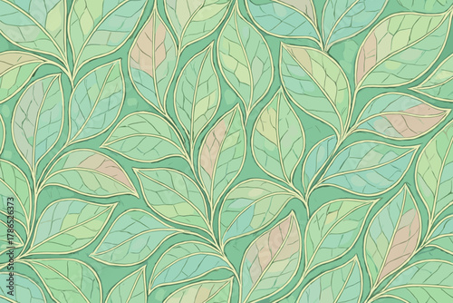 Organic pattern vector mosaic seamless leaves elegant stylized rhythmic leaf illustration