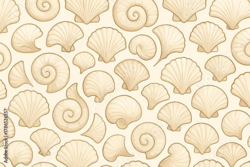 Pattern shell elegance ornamental forms arrangement shading diffused illustration repeated vector evenly