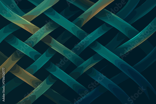 Created gradient flowing vector woven intersecting edges glowing illustration smooth mesh