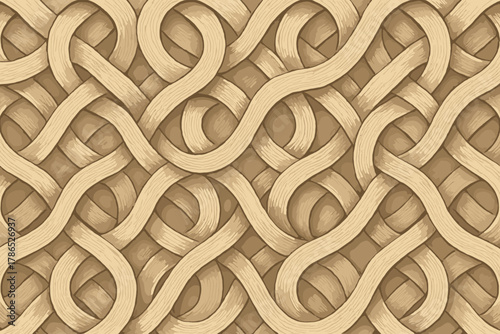 Symmetry illustration wavy rhythmic decorative loops overlapping seamless vector textile