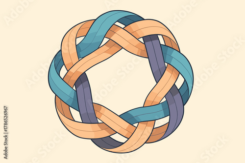 Ribbons folded into simulating illustration arrangements illusion fabric woven pattern vector