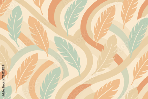 Featherband pattern harmony illustration stripe geometry combining vector soft curved hues feather
