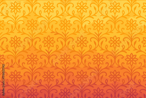 Repeating layered arranged illustration ornamental surface gradient vector lines pattern floral