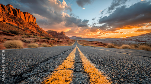 desert road stretching into horizon