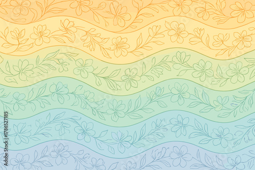 Illustration design blending botanical into surface harmoniously repeating harmony luminous stripe vector