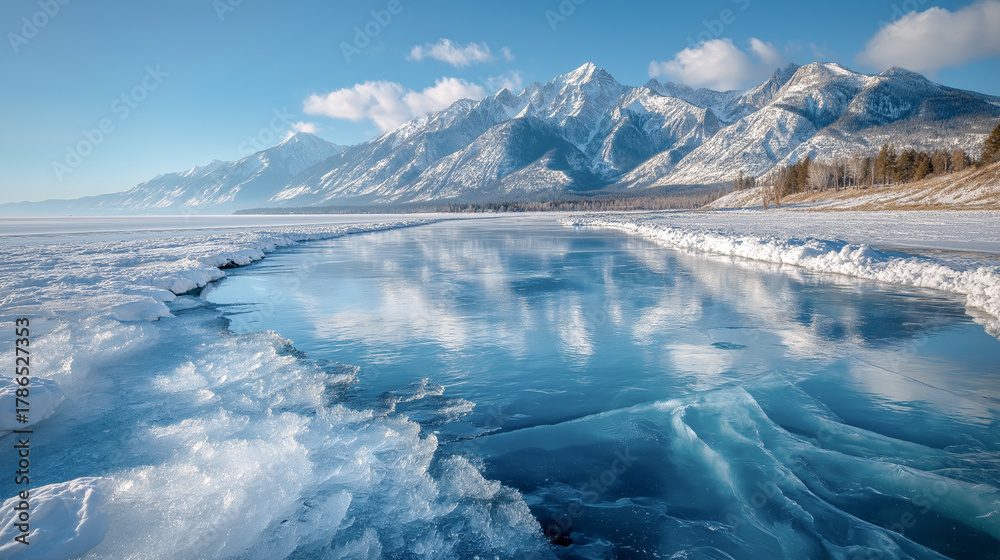 Fototapeta premium mountain lake in winter